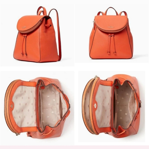 NWOT Kate Spade Leila Medium Flap Backpack ๐ Coral Buds w/Adjustable Strap - Picture 15 of 16